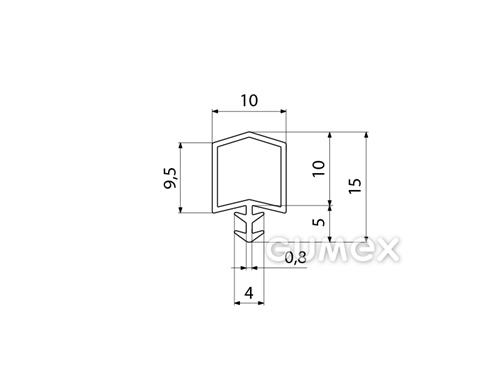 Silikónový profil tvarový s dutinkou, 15x10mm, 70°ShA, -60°C/+180°C, biely
